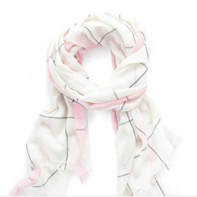 Soft Wool Scarves Gradation of Pink Plaid Women Winter Scarf